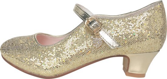 Spaansejurk NL Elsa en Anna schoenen goud glitterhartje Spaanse Prinsessen schoenen - maat 30 binnenmaat 19 5 cm bij verkleed jurk