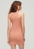 Superdry Rib Racer jurk met borduursels Dames Katoen Cameo Brown