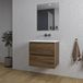 Saniclass Chaci Badkamermeubelset - 60x46x55cm - keramische wastafel wit - 1 wasbak - zonder kraangat - 2 lades - rechthoekige spiegel - noten