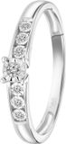 Lucardi Dames ring met 7 diamanten (0,05ct) - Ring - Cadeau - 14 Karaat Goud - Witgoud