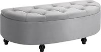 HOMCOM Pouf de rangement gris clair