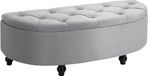 HOMCOM Pouf de rangement gris clair