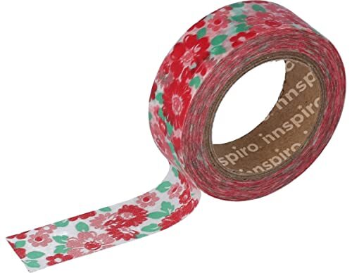 INNSPIRO Washi Tape Bloemen Rood en Roze 15 mm x 10 m Serie Floral