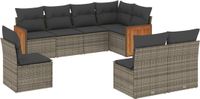 vidaXL 8-delige loungeset met kussens, polyrattan, grijs