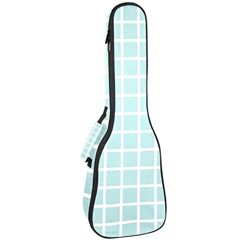 Mersov Tenor Ukulele Gigbag Waterdichte Ukelele Case Gewatteerde Rugzak, Geweldig voor Sopraan Concert (21/23/24 inch) Turkoois Grid Plaid Patroon