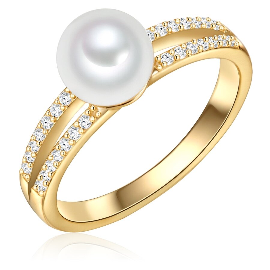 Valero Pearls Valero Pearls Ring Sterling zilver Zirkonia Gekweekte zoetwaterparels in Geelgoud Ringen Dames