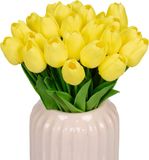 Merkloos Relaxdays Nep tulpen - set van 24 - kunststof - 33,5 cm - kunstbloemen - geel