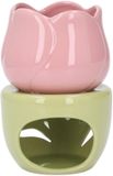 Merkloos Dailygoods Keramische Geurlamp met Aromabrander voor Aromatherapie Roze
