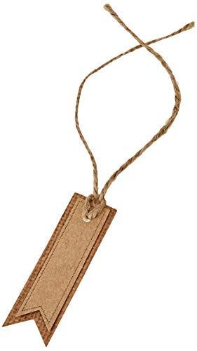 Mopec dubbele kaart met jute koord 4,2 x 7 cm 6 stuks - bruin