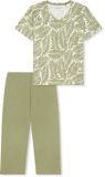 SCHIESSER Pyjama 3/4 Dames Gebloemd Lindegroen 100% Katoen