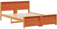 vidaXL Bedframe with Shelf Wax Brown 150 x 200 cm Solid Pine Wood