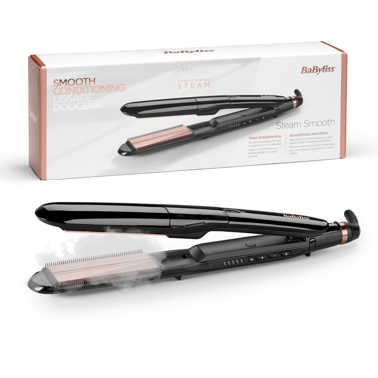 BaByliss Steam Smooth ST493E - Stijltang met stoomfunctie - Zwart