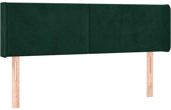 vidaXL Hoofdbord met randen fluweel donkergroen 147x16x78/88 cm