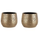 Mica Decorations Set van 2x keramiek aardewerk bloempotten 20 x 25.5 cm flakes goud