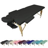 Vivezen Table De Massage Pliante 2 Zones En Bois Avec Panneau Reiki + Accessoires Et Housse De Transport - Noir