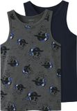 NAME IT Jongens Nkmtank Top 2P Dark Grey Mel Skull Noos (2-pack)