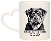 Bellatio Decorations Mok Rottweiler Hartjes Oor Wit Keramiek 300ml