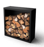 Merkloos Geroba Beltza zwarte Houtopslag met achterwand 1000 x 385 x 1000 mm
