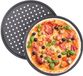 Merkloos 4x Pizzaplaat Rond - Pizza Bakplaat - Rond - Antiaanbaklaag - Geperforeerd Grijs