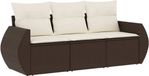 vidaXL Loungeset met kussens, polyrattan, bruin