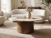 EVORYA Table basse 80 cm marbre blanc/bois