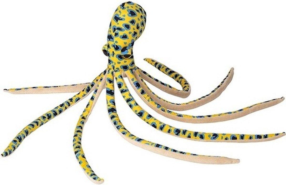 Nature Planet Pluche gele octopus/inktvis knuffel 55 cm