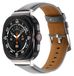 Wigento Samsung Galaxy Watch Ultra 47mm: Echt lederen band met metalen sluiting, grijs