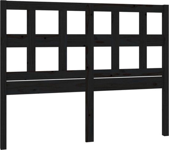 vidaXL Hoofdbord - 185,5x4x100 cm - Massief Grenenhout - Zwart