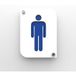 Pictogramme Toilettes Hommes - Plaque Porte PMMA Blanc Design - Fond Personnalisable - 20x15 cm, Épaisseur 3 mm, Fixation Inox
