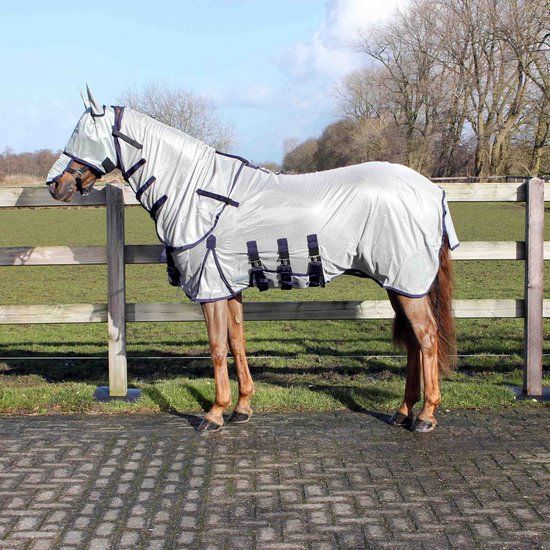 QHP Vliegendeken met Hals en Masker - Donkergrijs - 135