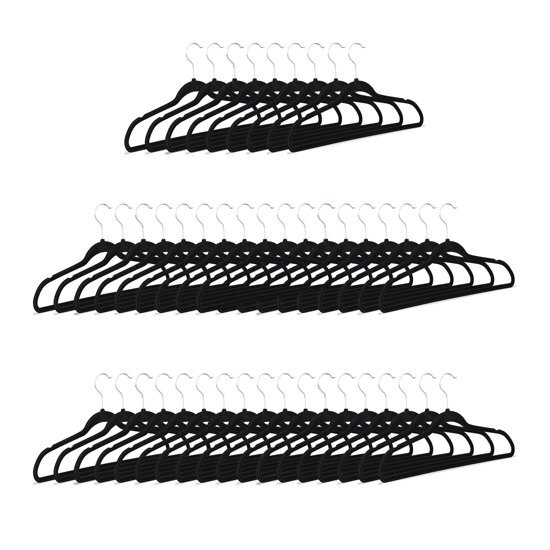 Relaxdays kledinghanger zwart - broeklat - antislip - kunststof klerenhanger - broekhanger Pak van 50