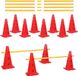 Relaxdays Pionnen met gaten - 18-delig - agility - 12 pylonnen - 6 stokken - rood/geel