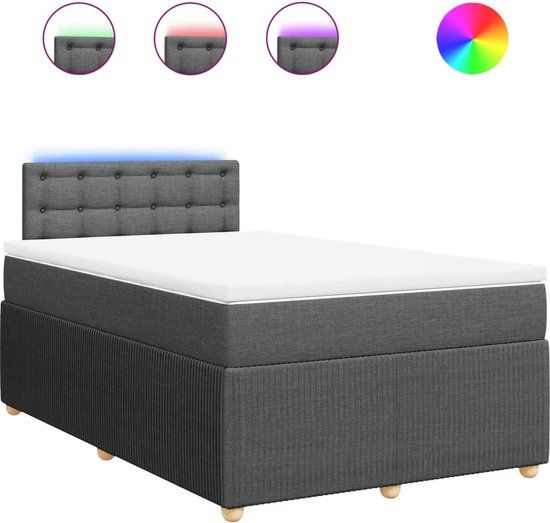 vidaXL Boxspring met matras stof donkergrijs 120x200 cm