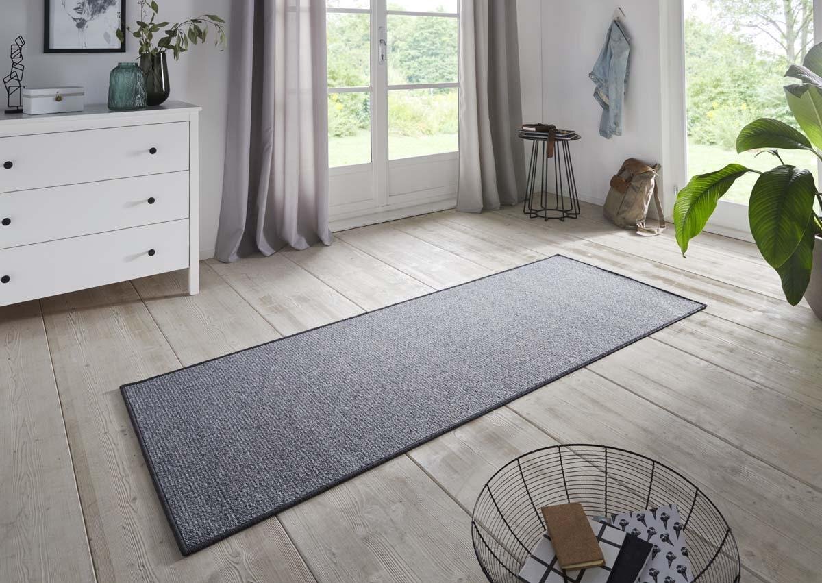 BT Carpet Moderne loper effen Bouclé - grijs 80x150 cm