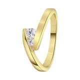 Lucardi Dames Goldplated ring met zirkonia - Ring - Goudkleurig