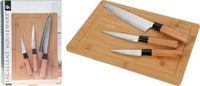 Excellent Houseware Keukenmessenset met snijplank, roestvrij staal/bamboe, zilver/bruin