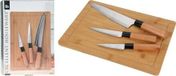 Excellent Houseware Keukenmessenset met snijplank, roestvrij staal/bamboe, zilver/bruin