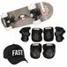 Merkloos Fast Pet Skateboard set voor kinderen L 9-10 jaar/valbescherming/fast pet/skateboard met print 43 cm grijs