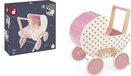 Janod Candy Chic Houten Poppenwagen - Roze/Goud/Wit - Vanaf 18 Maanden
