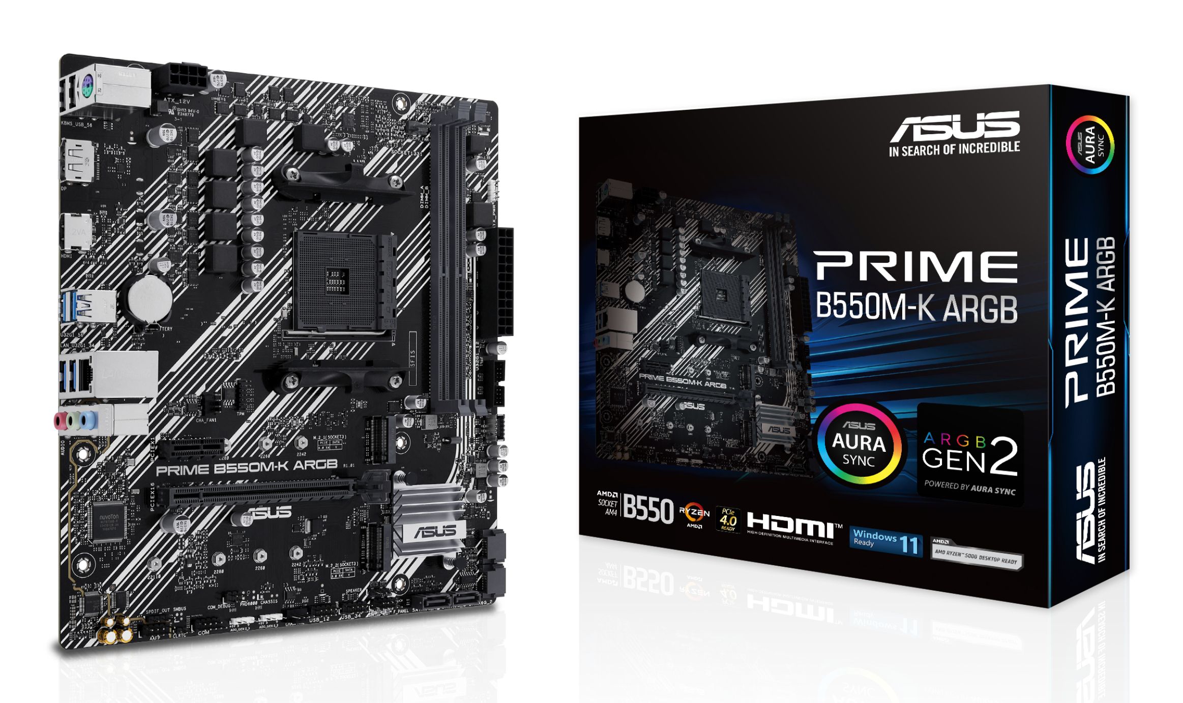 ASUS PRIME B550M-K ARGB AMD B550 Socket AM4 Micro ATX Motherboard