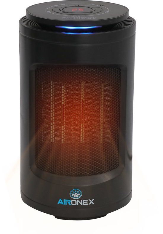 Aironex Keramische Elektrische Kachel - Compacte Zwarte Kachelventilator - Stille Kachel Electrisch 1200 Watt - Verwarming Electrisch - Heater - Ventilatorkachel