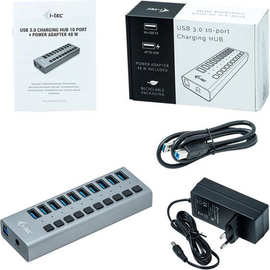 i-Tec USB Oplader 10 poorten - Power Adapter (48W)