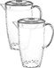 5Five carafe à jus avec couvercle - Set de 3 pièces - 2 litres/2000 ml - transparent - plastique