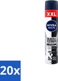 Nivea Men Deospray XXL Invisible Black & White Original Anti-Transpirant 200 ml Voordeelverpakking 20 stuks