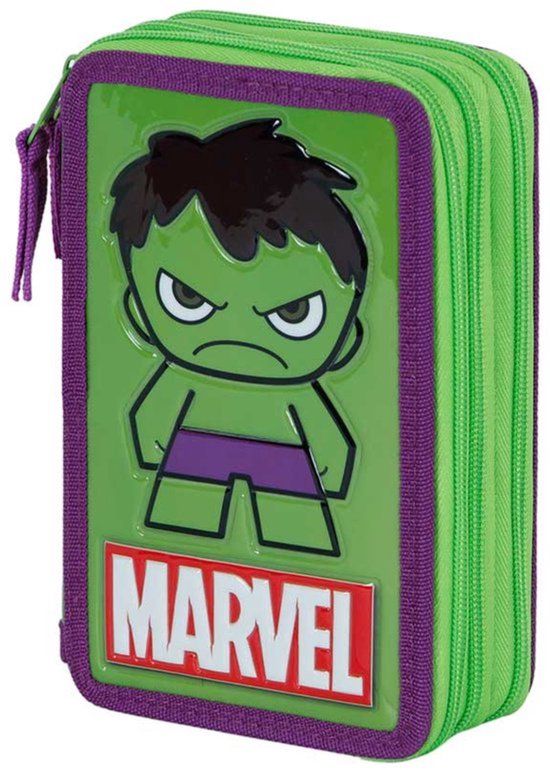 Avengers Hulk Gevulde Etui - 3 Vaks Pennenetui - 42 delig - Groen