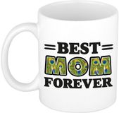Bellatio Decorations Cadeau koffie/thee mok - de beste mama voor altijd - pauw - 300 ml - keramiek