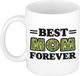 Bellatio Decorations Cadeau koffie/thee mok - de beste mama voor altijd - pauw - 300 ml - keramiek