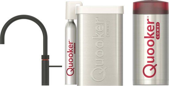 Quooker Fusion Round Kokendwaterkraan - COMBI boiler - CUBE reservoir - Zwart - 5in1