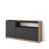 Skraut Home | Dressoir, Opbergkast | Buffetkast, Sideboard | 156x80x37 cm | 3 Deuren | Woonkamer, hal | Moderne stijl | Zwart en Eiken