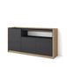 Skraut Home | Dressoir, Opbergkast | Buffetkast, Sideboard | 156x80x37 cm | 3 Deuren | Woonkamer, hal | Moderne stijl | Zwart en Eiken